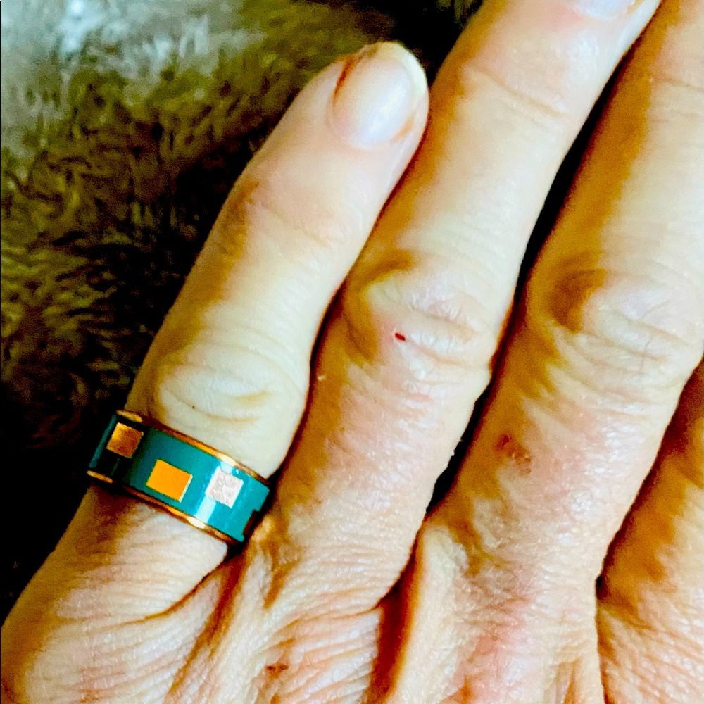 Vintage Navajo copper & turquoise enamel ring